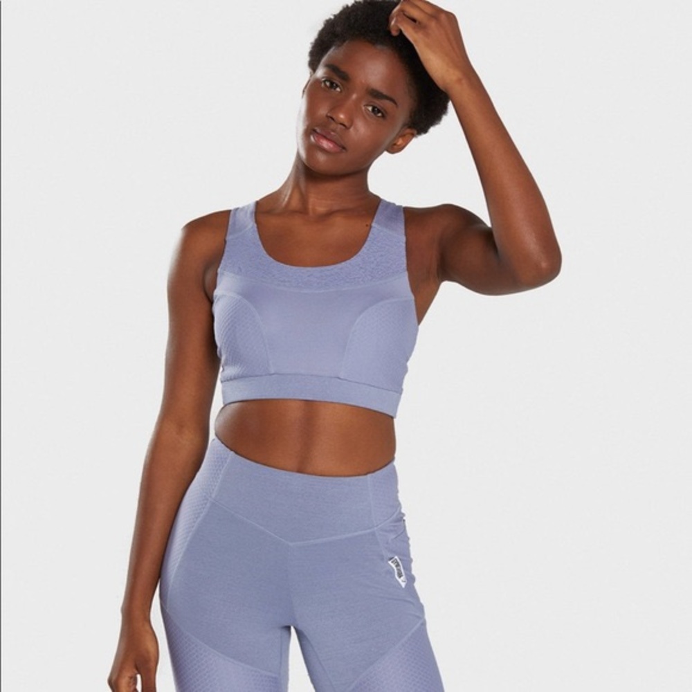 GYMSHARK True Texture Sports Bra - Steel Blue (S)